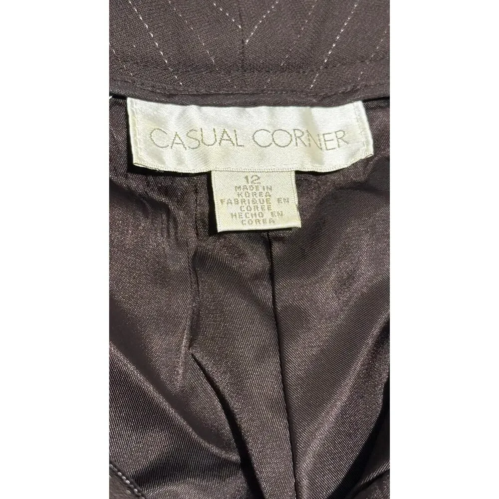 Dress Pants Women 10 Brown Pinstripe Cuff Hem Trouser‎ Casual Corner